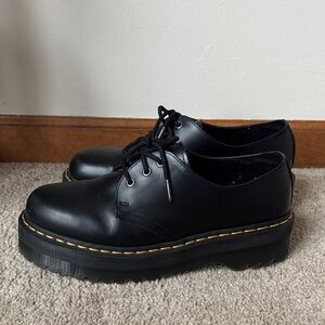 Dr. Martens Black Lace-Up Shoes with Yellow Stitching